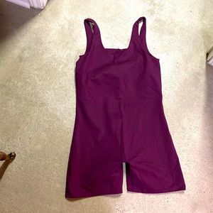 Girlfriend Collective Bike Unitard in Plum compression one piece bodysuit XL